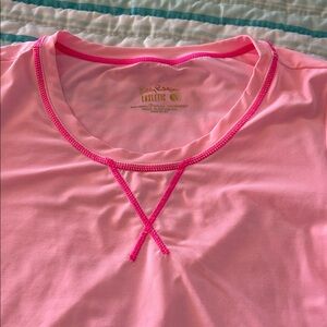 Lilly Pulitzer Light Pink Swim Tee with Hot Pink Trim size M Preowned